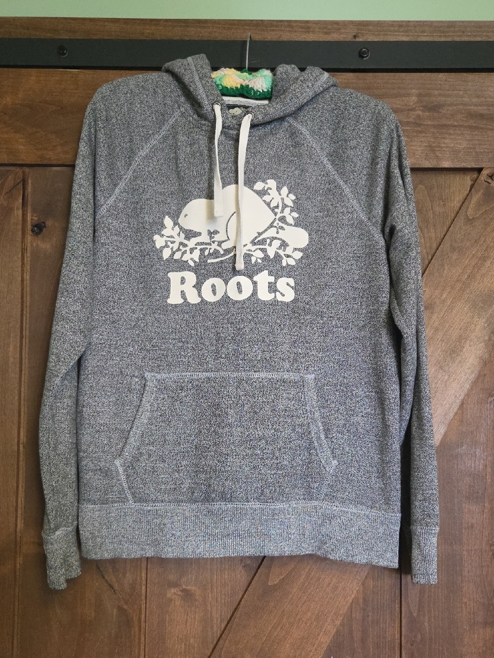 Roots Womens Gray Heather Crewneck Hoodie with White Logo